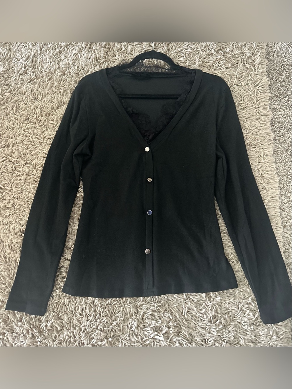 Classic Black V-Neck Women's Blouse